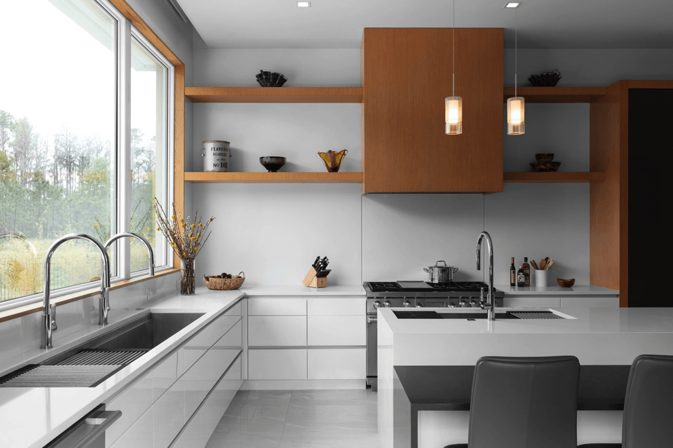 Modern Kitchen Design – White and Wood Kitchen